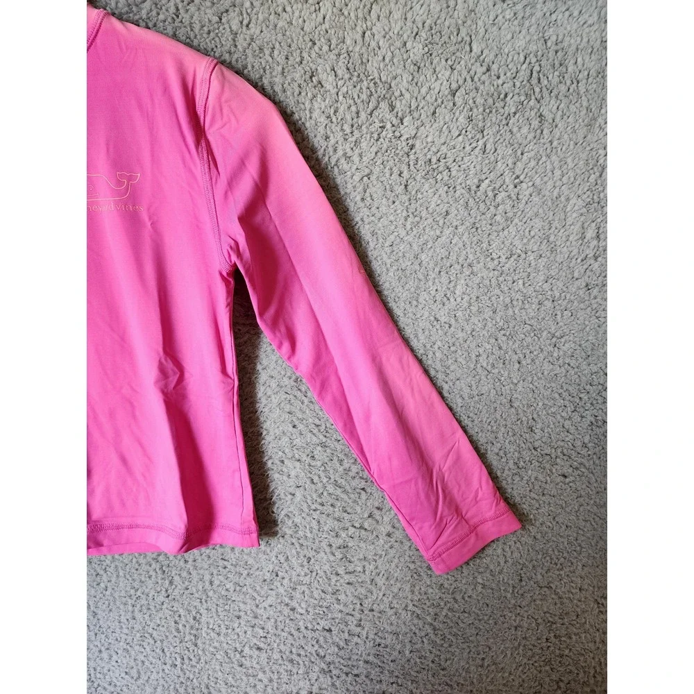 Vineyard Vines Rash Guard Kids Size M 10-12 Pink Long Sleeve Whale Logo Swim Top